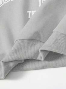 SHEIN Explorewe 2 件套青少年女孩休闲街头风露肩运动衫和运动裤套装 - 灰色 - 查看 7