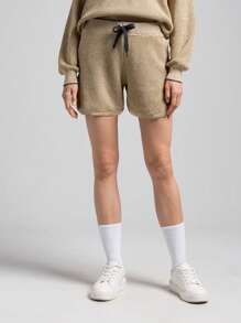 INAWLY Women's Belted Loose Knit Sweater And Shorts Set, Fall/Winter - Brown - View 1