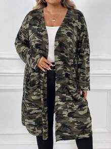 SHEIN CURVE+ Coat & Jaket Ukuran Plus - MultiWarna - View 3