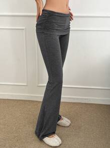 DAZY Layered Ruffle Design Home Flare Pants Pajama - Dark Grey - View 6