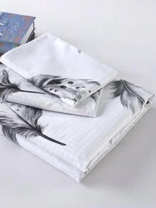 Feather Print Duvet Cover Set Without Filler - Multicolor - View 8