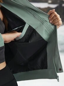 SHEIN Sports Chaqueta deportiva simple de manga larga con cremallera frontal lisa, de uso casual diario - verde menta - Ver 10