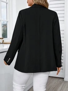 Calvaya بلايزر أسود مُنسوج رسمي للأحجام الكبيرة