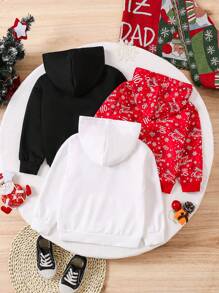 Bộ 3 áo nỉ cho bé gái in hình ông già Noel và khẩu hiệu "Chúc mừng Giáng sinh" với họa tiết bánh gừng và túi, phối màu đỏ trắng cổ điển, rất thích hợp cho dịp Giáng sinh. - màu đen - Xem 4