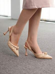 SheIn BIZ Damen Spitzer Nude High-Heeled Pumps - Aprikosenfarben - Übersicht 3