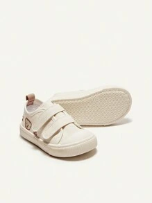 Cozy Pixies 1雙男女皆宜米色帆布魔鬼氈平底休閒運動鞋，適用於假日旅遊戶外活動 (隨機圖案) - 米色 - 查看 8