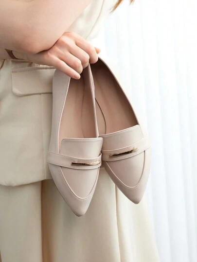 CUCCOO BIZCHIC Zapatos de mujer de moda, mocasines de suela plana color albaricoque para uso diario, citas, fiestas, compras, Navidad, Año Nuevo, Día de San Valentín