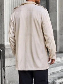 Manfinity Mode Abrigo informal tipo trinchera para hombres de unicolor con cierre de botones delantero, manga larga y bolsillo