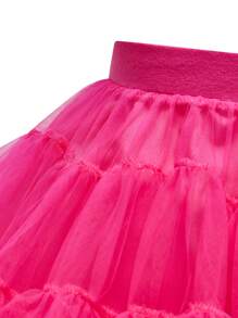 Sparklyn Falda de tul blanco y esponjosa para niñas, adecuada para primavera, verano y otoño, excelente para salidas y fiestas, se puede combinar con camisetas o blusas, brinda un encantador y lindo estilo - Rosa Fucsia - Ver 5