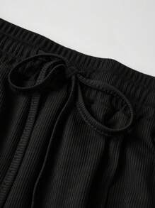 Olithes Petite 2 件套休闲纯色连体裤套装，春夏 - 黑色 - 查看 7