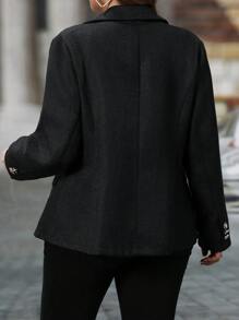 Flirla Plus Size Tweed Elegant Button-Up Blazer