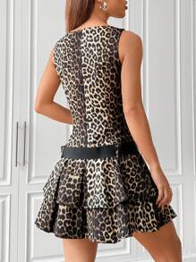 SHEIN EZwear Ärmelloses, gestricktes Kleid mit Leoparden Muster für Frauen - Verschiedenfarbig - Übersicht 2