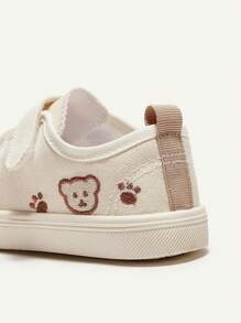 Cozy Pixies 1雙男女皆宜米色帆布魔鬼氈平底休閒運動鞋，適用於假日旅遊戶外活動 (隨機圖案) - 米色 - 查看 5