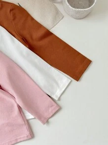 SHEIN LMoss Kids Set de 3 piezas LMoss de jersey de manga larga con patrón de dibujos animados lindo para bebé niña en otoño/invierno