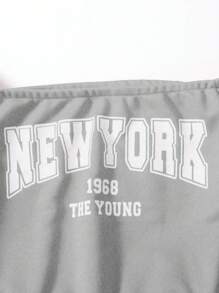 SHEIN Explorewe 2 件套青少年女孩休闲街头风露肩运动衫和运动裤套装 - 灰色 - 查看 5