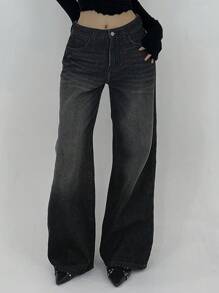 DAZY Women Faded Casual Denim Jeans - Black - View 4