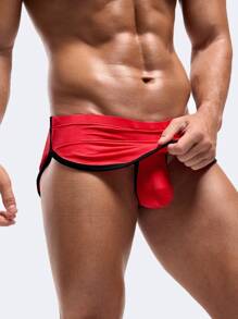 男士性感袋装设计三角裤 - 紅色 - 查看 1