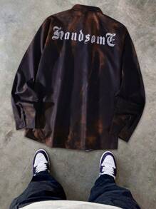 Manfinity EMRG قميص كاجوال بأكمام طويلة بطباعة أومبير بسيطة للرجال