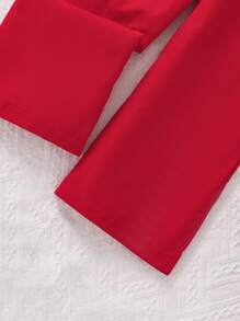 Elladie kids 圣诞红色优雅连体裤，适合青少年女孩，夏季假期 - 紅色 - 查看 4