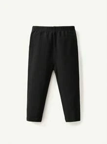 Cozy Pixies 3 件套女婴休闲纯色松紧腰紧身裤 - 黑與白 - 查看 2