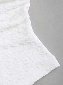 Sweetra Top halter asimétrico fruncido de unicolor para mujer, casual de vacaciones Y2K - Blanco - Ver 3