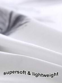 Feather Print Duvet Cover Set Without Filler - Multicolor - View 7