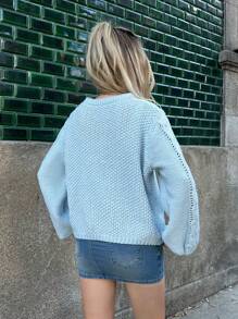 Forever 21 Fall  WinterArrival    New Blue Halloween  Christmas  Renaissance  Bridgerton Style Flapper Homecoming Homecoming ThanksgivingStand Collar Loose Knitted Twist Cable Casual Warm Sweater