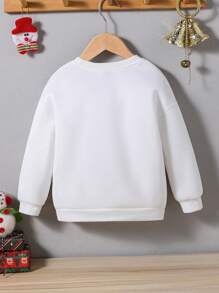 Young Boy White Christmas Letter Print Crew Neck Sweatshirt, Family Matching (5 Sets Sold Separately) - White - View 2
