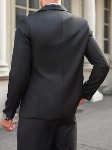 Manfinity Bizformal Áo khoác vest nam tay dài cài hai hàng khuy - màu đen - Xem 8