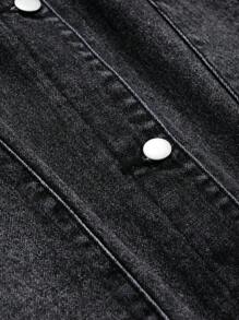 Dazy Star 女士休闲宽松牛仔背心，单排扣设计，春秋 - 灰色 - 查看 9