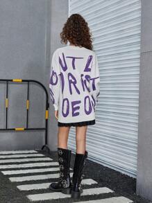 SHEIN Explorewe Tween Girls Ruffle Trim Cardigan Sweater & Flared Pants Set, Autumn/Winter - Beige - View 2