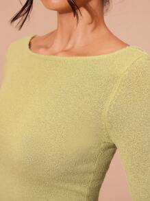 Glamine Women's Spring & Autumn Sexy Open Back Gathered Fitted Short Knit Sweater Dress Fall Cloth For Women - Mint Green - View 6