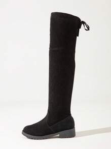 Spring/Autumn Teen Girls' Black Over-The-Knee High Boots, Chunky Heel Boots - Black - View 8