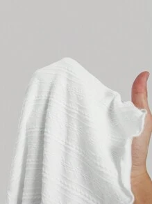 SHEIN MOD Plus Size Apricot Textured Turtleneck Sweater, Autumn/Winter Top