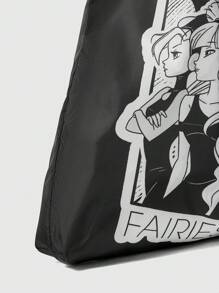 Winx Club X ROMWE Donkere oversized opvouwbare tas met portemonnee, draagbare boodschappentas met grote capaciteit
