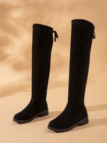 Spring/Autumn Teen Girls' Black Over-The-Knee High Boots, Chunky Heel Boots - Black - View 6