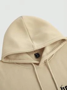 Manfinity Homme Bộ đồ nam 2 món gồm áo hoodie và quần nỉ giữ nhiệt in chữ, thích hợp cho mùa thu đông, bộ đồ nam giữ nhiệt phong cách đường phố. - Màu Khaki - Xem 5