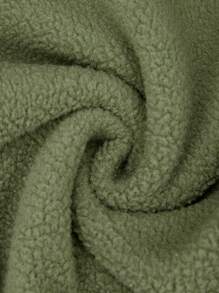 EMERY ROSE Stand Collar Button Details Raglan Sleeve Sweatshirt Warm,Long Sleeve Tops - Army Green - View 7