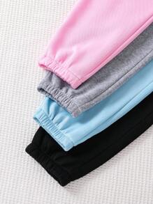 4pcs/Pack Teen Girls  Casual Letter Printed Jogger Pants, School, Campus, College Chic Outfits For Autumn/Winter - Multicolor - View 4