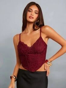 Forever 21 Women Floral Pattern Cami Top - Burgundy - View 9
