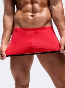 男士性感袋装设计三角裤 - 紅色 - 查看 3