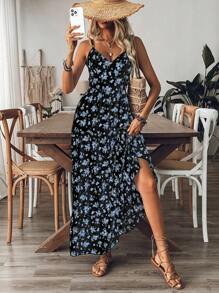 Breezaya 女士满版印花吊带连衣裙 - 黑色 - 查看 3