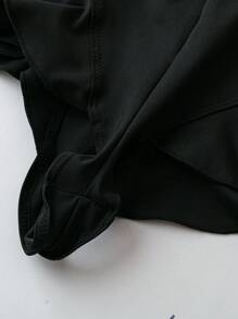 SHEIN LUNE Quần short gợi cảm viền bèo nhún màu trơn cỡ lớn, mùa hè - màu đen - Xem 5