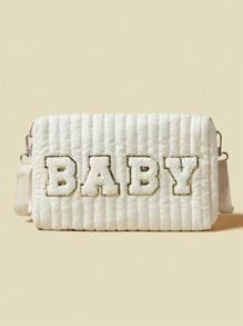 2 件/套刺绣母婴包，含手提包和婴儿车包 - 米色 - 查看 4