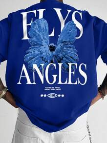 Manfinity Dauomo Men'S Wing & Letter Printed Short Sleeve T-Shirt - Royal Blue - View 1