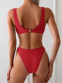 Swim Chiccia 1set Women Summer Solid Color Bikini Swimwear