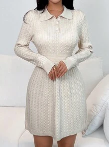 Chiquease Solid Color Twist Gathered Waist Knee Length Sheath Dress, Comfortable & Unique - Apricot - View 3