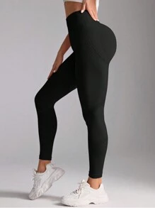SHEIN Sport Studio Solid Color High Waist Seamless Sports Leggings