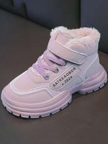 1 Par de Zapatos Deportivos de Moda para Niñas, de Púrpura, con Forro Térmico, Suela Suave Antideslizante, Apropiados para Invierno
