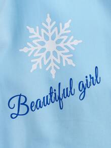 Tween Girls' Casual Cartoon Letter Print Long Sleeve Baseball Jacket, Spring Autumn - Blue - View 7